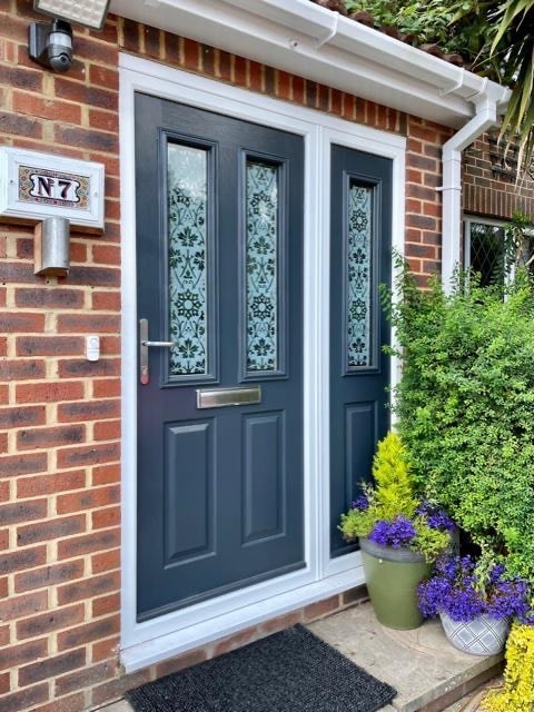 Composite Door with Decorative Glass